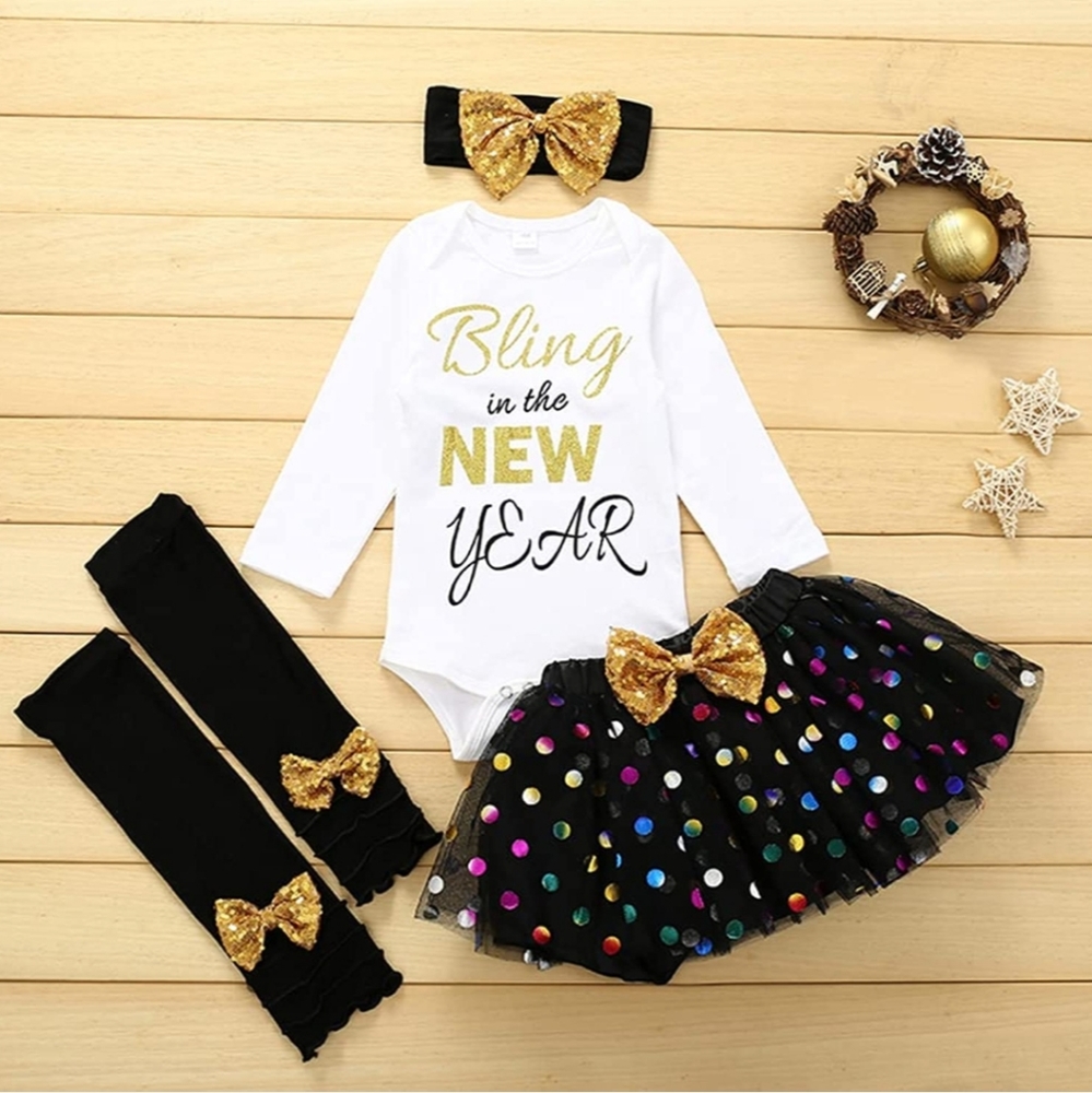 💕 Baby Girl New Year’s Eve Outfit 🎊| Size 0-3 Months - LIKE NEW